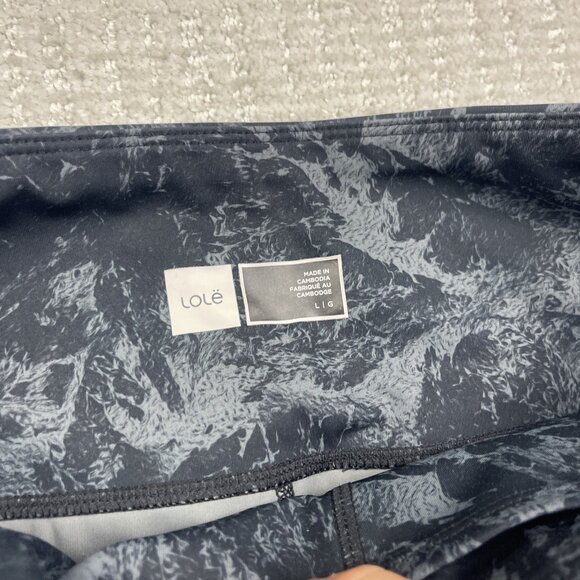 Lole High Waist Leggings Women’s Sz L Black / Grey Abstract AOP Athletic Yoga - Picture 4 of 8